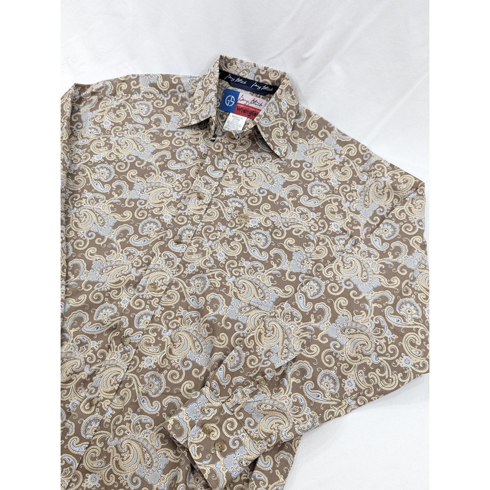 Wrangler George Strait Collection Small Brown Beige Teal Long Sleeve Button Up